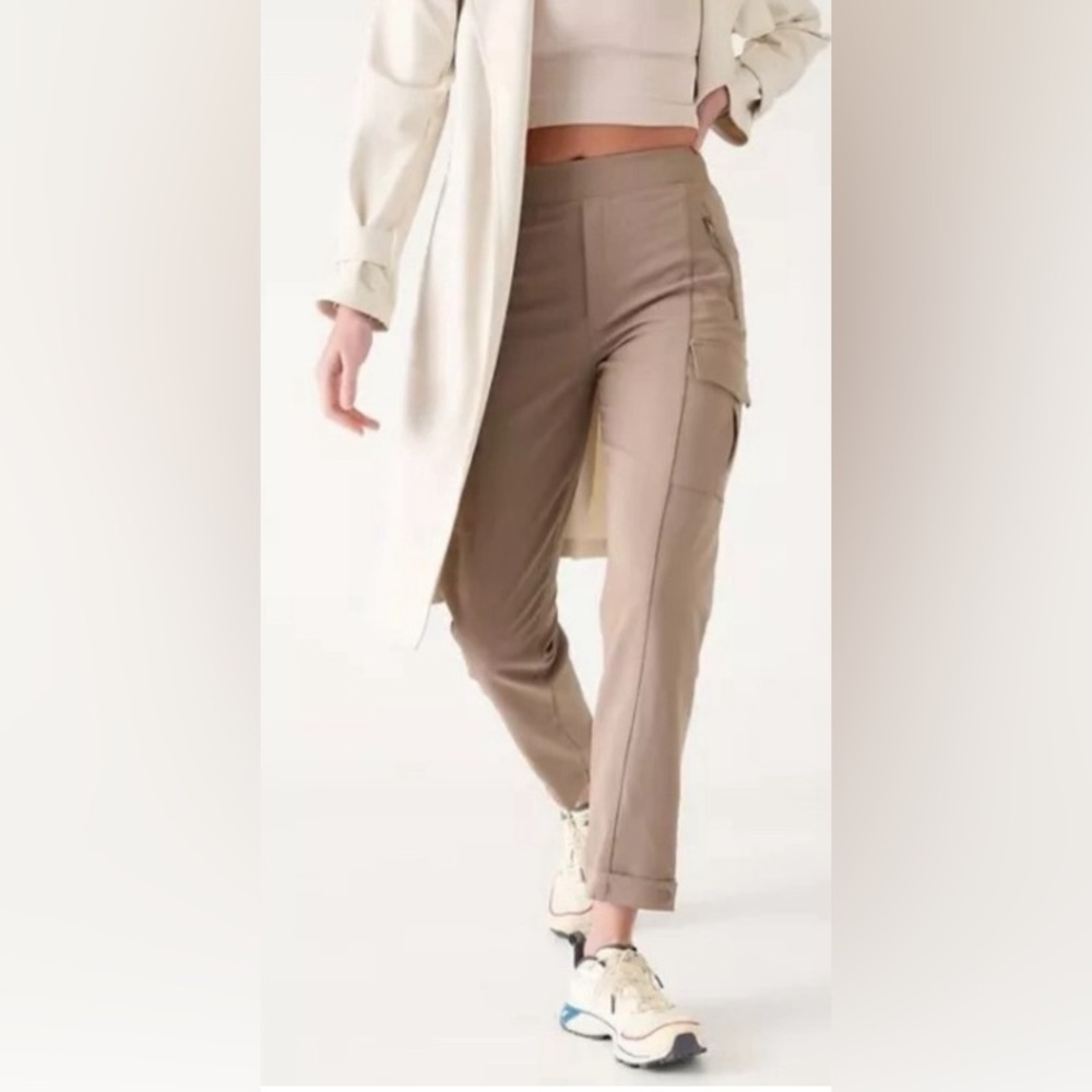 NWT athleta endless cargo jogger 4 S pyrite taupe pants travel $129